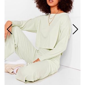 Nasty Gal Rib Oversized Sweater & Wide Leg Set